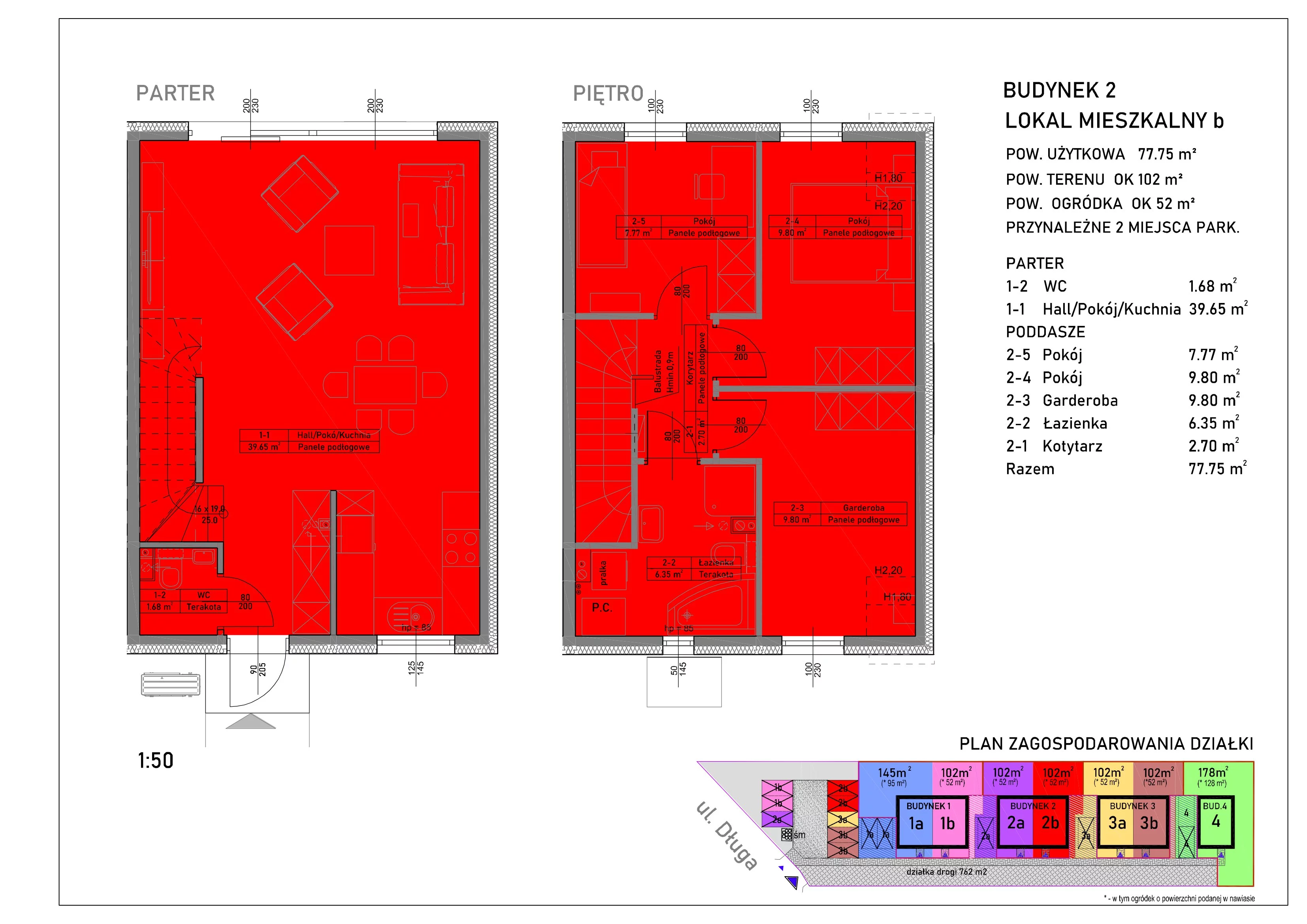 Mieszkanie 77,75 m², parter, oferta nr 2b, Mierzyn, ul. Długa, Mierzyn, ul. Długa