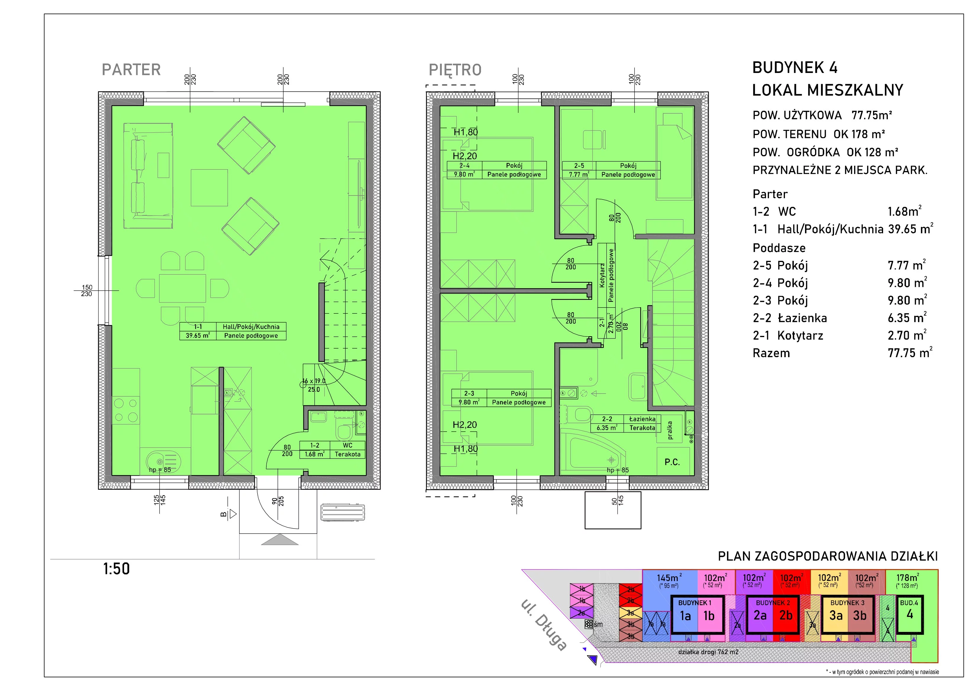 Mieszkanie 77,75 m², parter, oferta nr 4, Mierzyn, ul. Długa, Mierzyn, ul. Długa