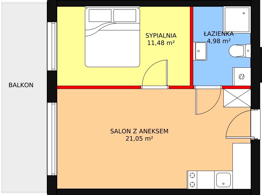 Apartament inwestycyjny 37,51 m², piętro 1, oferta nr A.1.2, Rewal ul. Klifowa 22 | Apartamenty z widokiem na morze, Rewal, ul. Klifowa 22