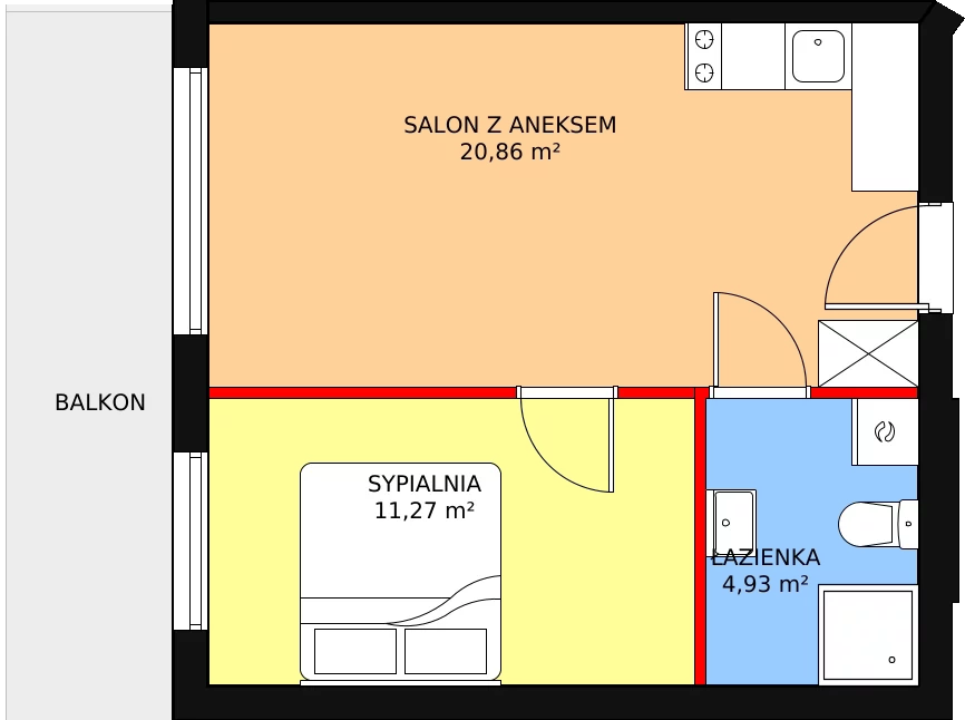 Apartament inwestycyjny 37,06 m², piętro 2, oferta nr A.2.7, Rewal ul. Klifowa 22 | Apartamenty z widokiem na morze, Rewal, ul. Klifowa 22