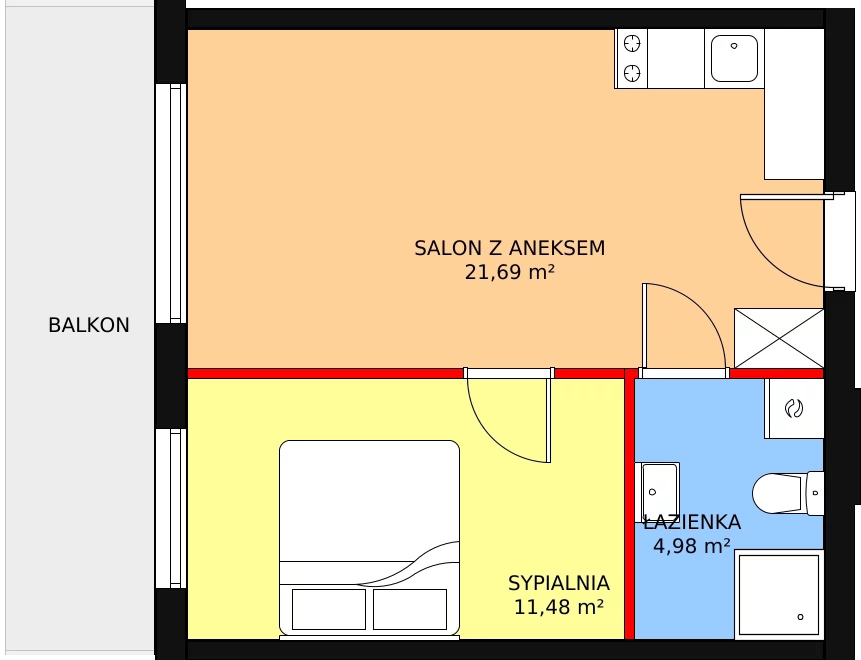 Apartament inwestycyjny 38,15 m², piętro 1, oferta nr C.1.3, Rewal ul. Klifowa 22 | Apartamenty z widokiem na morze, Rewal, ul. Klifowa 22