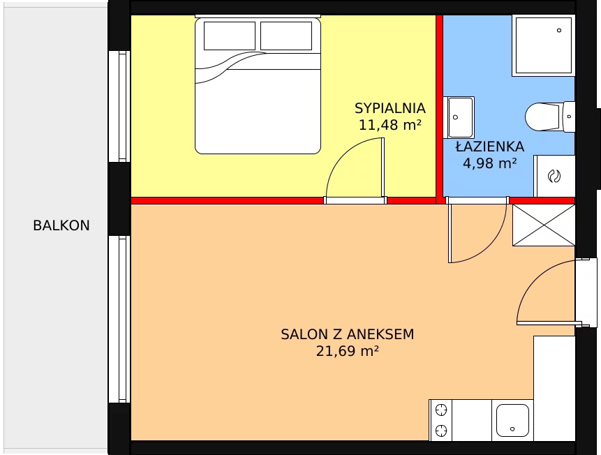 Apartament inwestycyjny 38,15 m², piętro 1, oferta nr C.1.5, Rewal ul. Klifowa 22 | Apartamenty z widokiem na morze, Rewal, ul. Klifowa 22