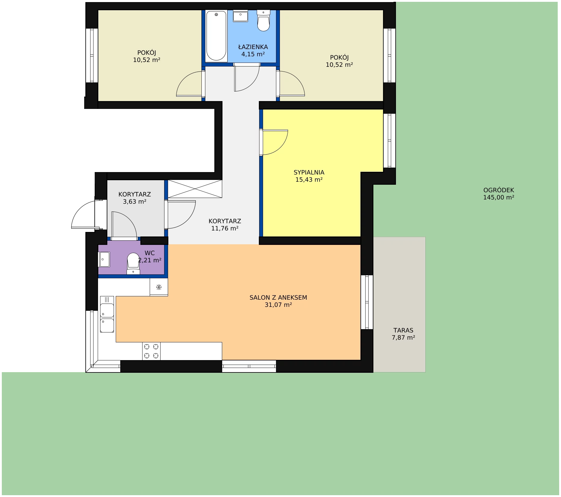 4 pokoje, mieszkanie 89,29 m², parter, oferta nr 1A, Białołęcka 327, Warszawa, Białołęka, Brzeziny, ul. Białołęcka 327