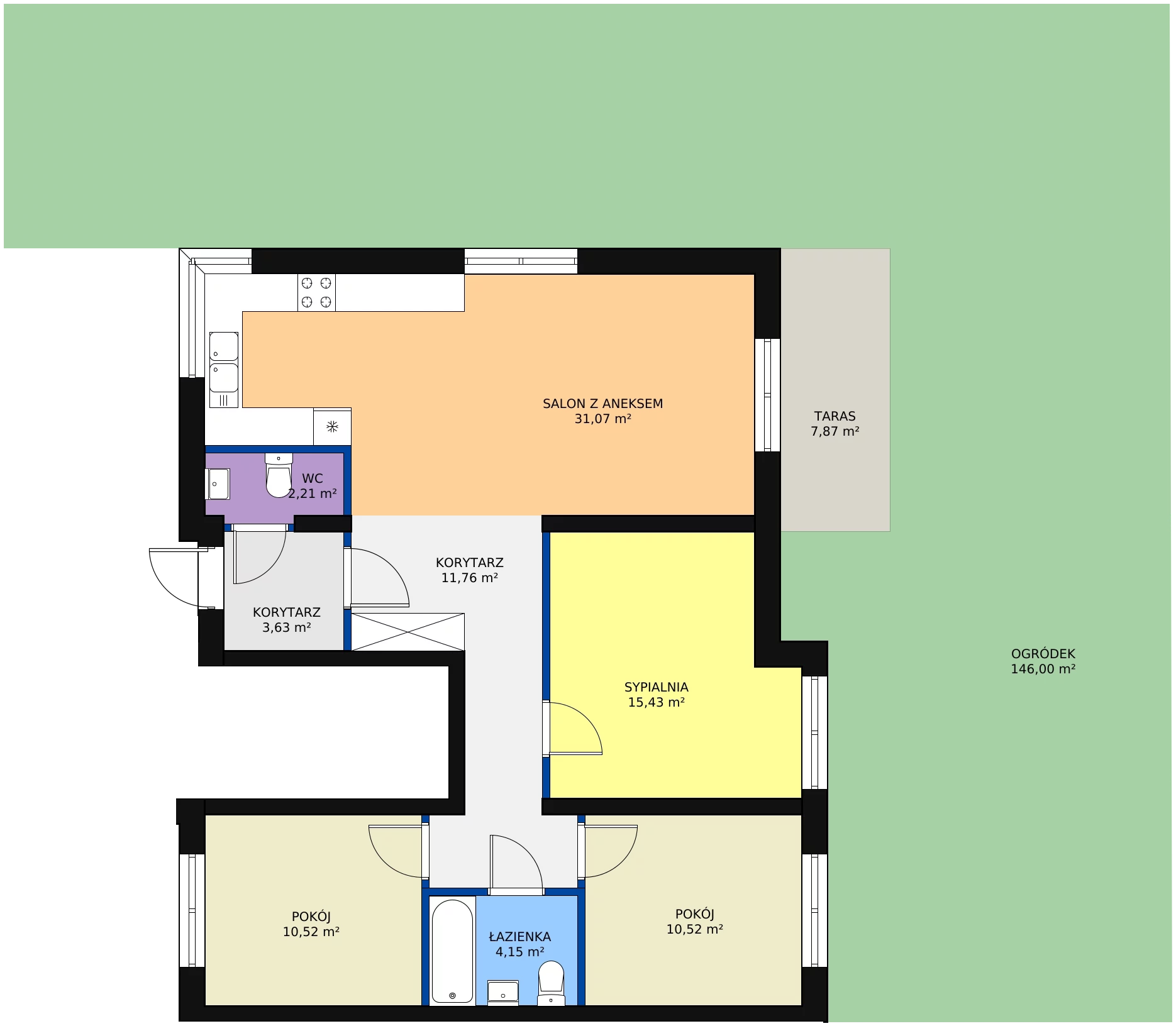 4 pokoje, mieszkanie 89,29 m², parter, oferta nr 2A, Białołęcka 327, Warszawa, Białołęka, Brzeziny, ul. Białołęcka 327