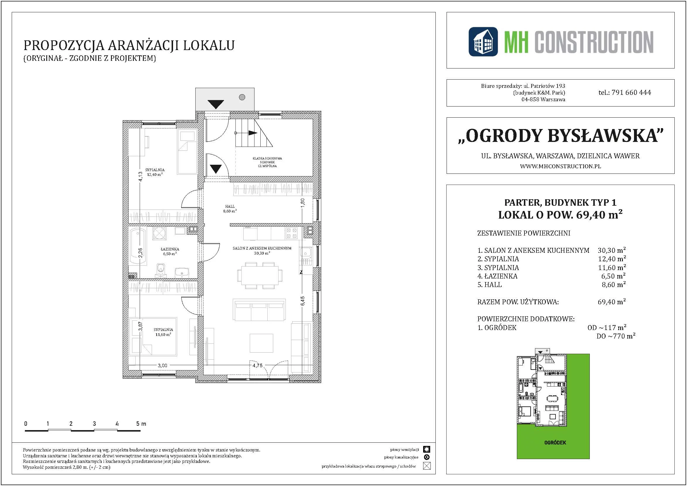 Mieszkanie 69,40 m², parter, oferta nr 18A, Ogrody Bysławska, Warszawa, Wawer, Falenica, ul. Bysławska