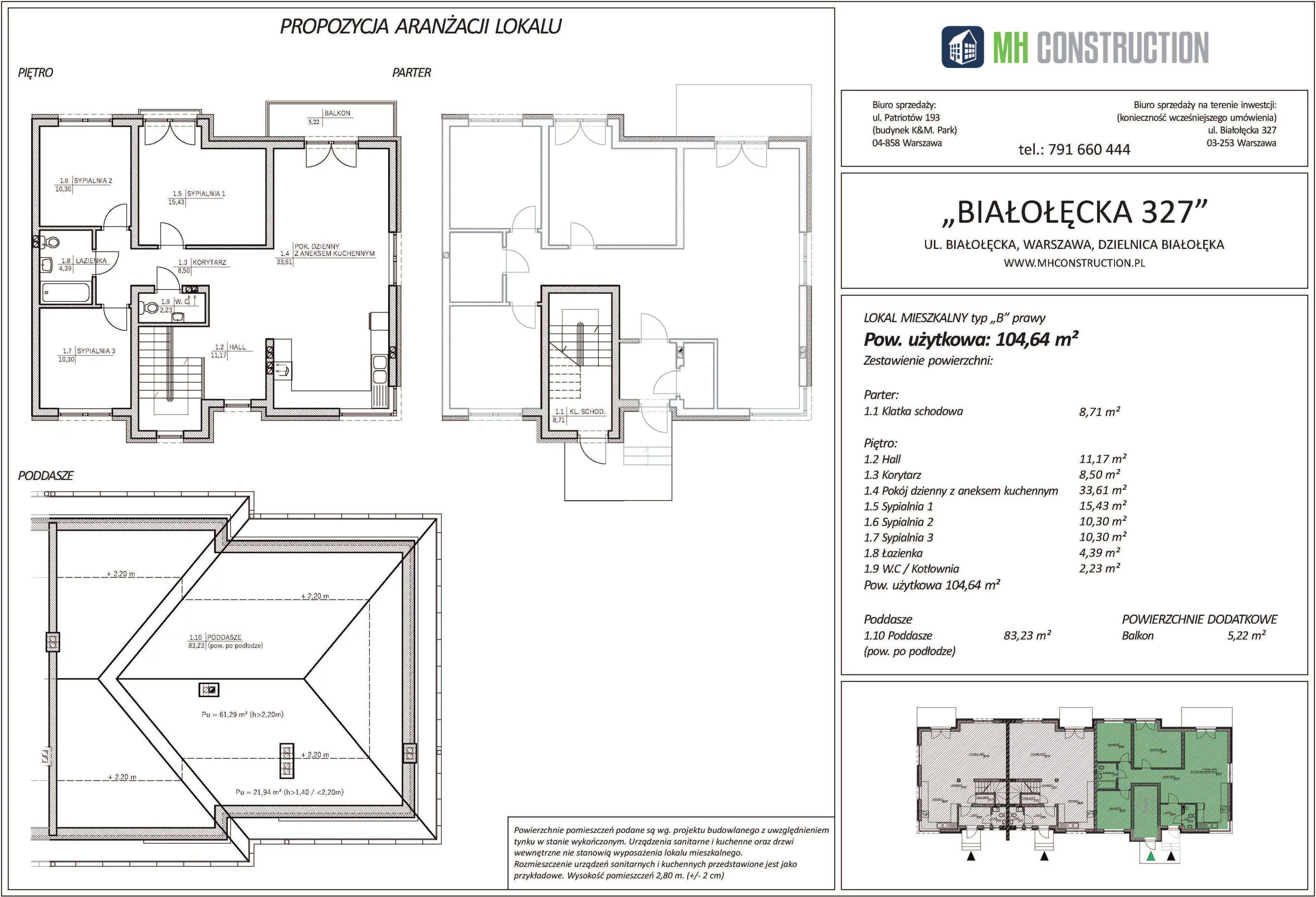 4 pokoje, mieszkanie 104,64 m², piętro 1, oferta nr 10B, Białołęcka 327, Warszawa, Białołęka, Brzeziny, ul. Białołęcka 327