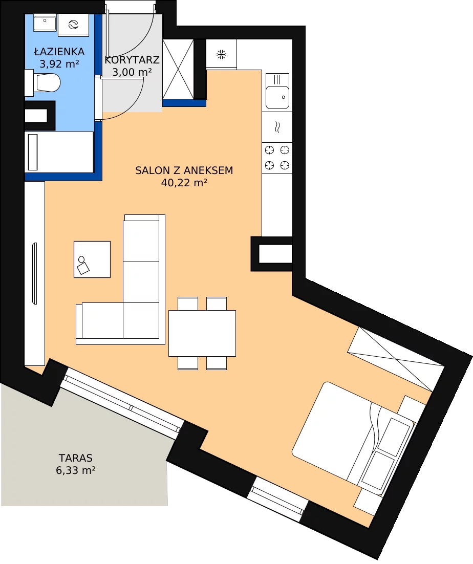 Zalety mieszkania 47.14 m², A.02