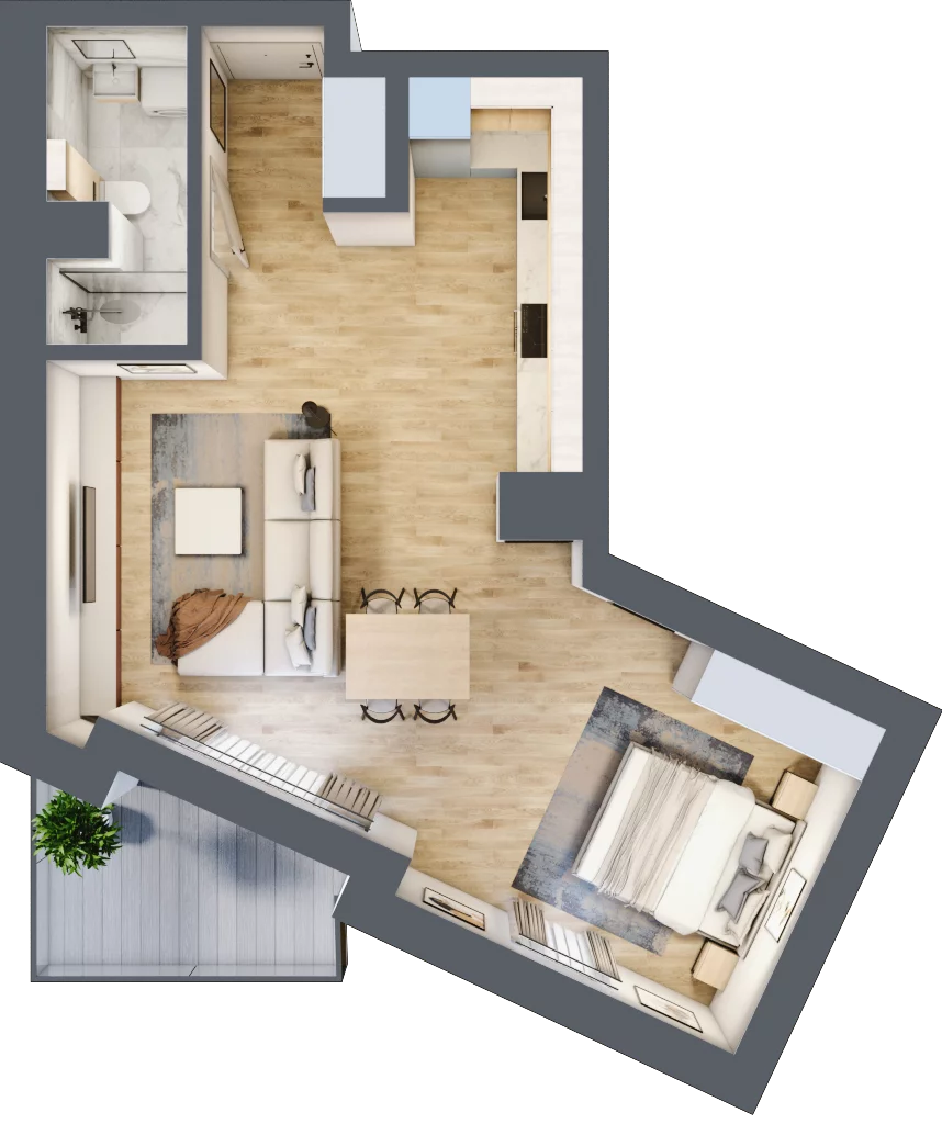 1 pokój, mieszkanie 47,14 m², parter, oferta nr A.02, Dolna Górna Wilda, Poznań, Wilda, Wilda, ul. Górna Wilda