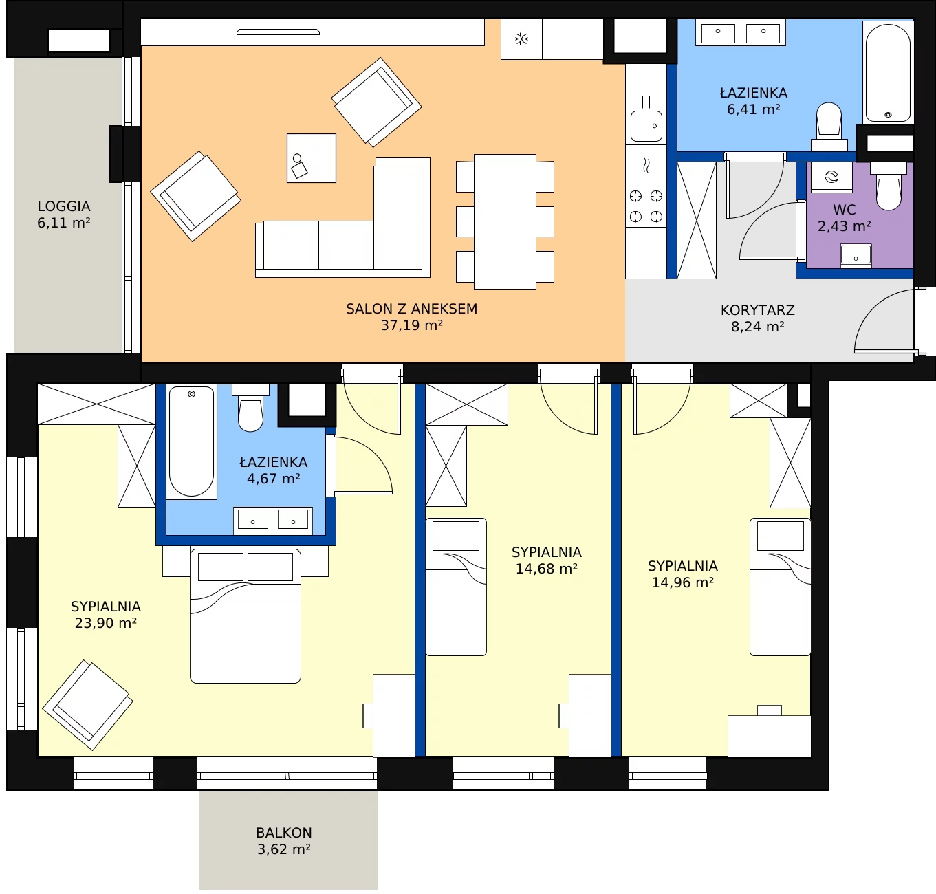 Zalety mieszkania 112.48 m², A.11