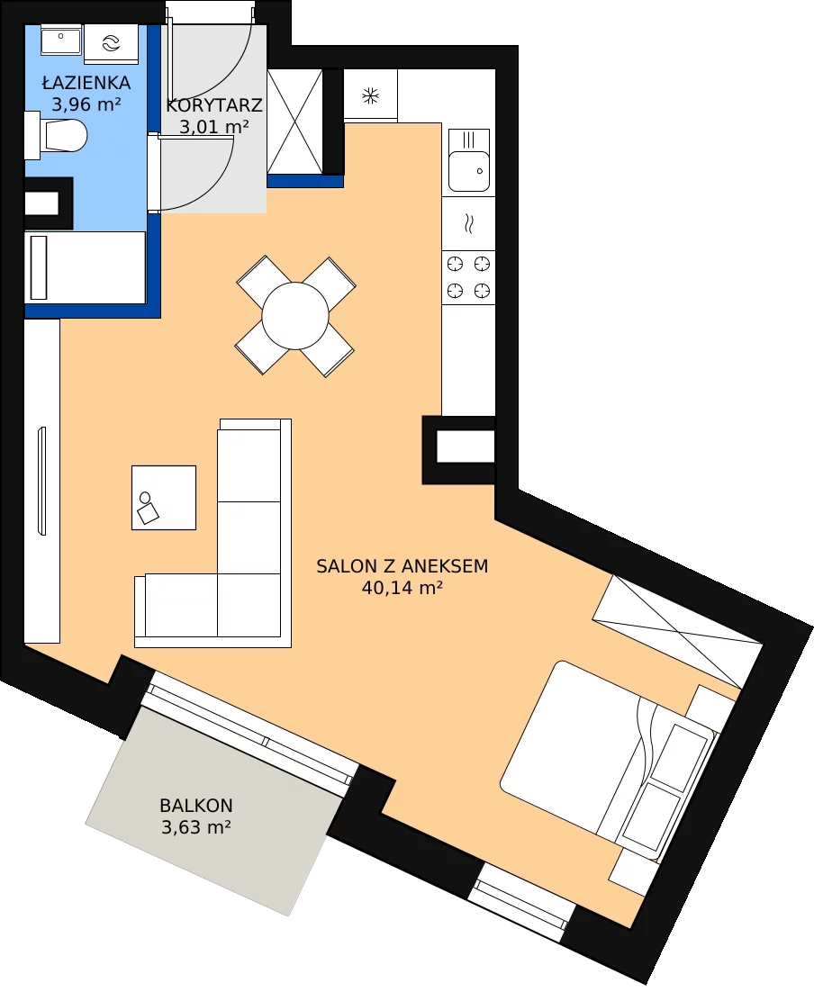 Zalety mieszkania 47.11 m², A.12