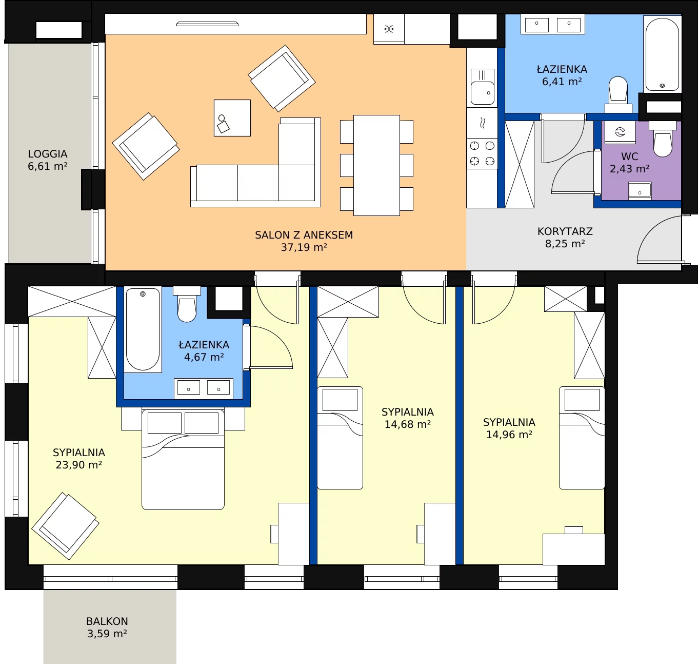 Zalety mieszkania 112.49 m², A.41