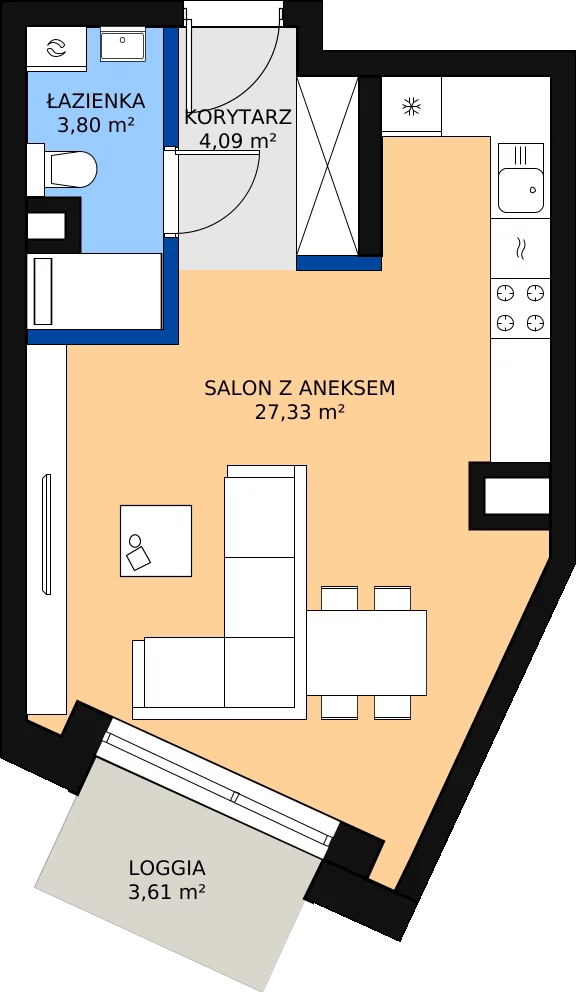 Zalety mieszkania 35.22 m², A.42