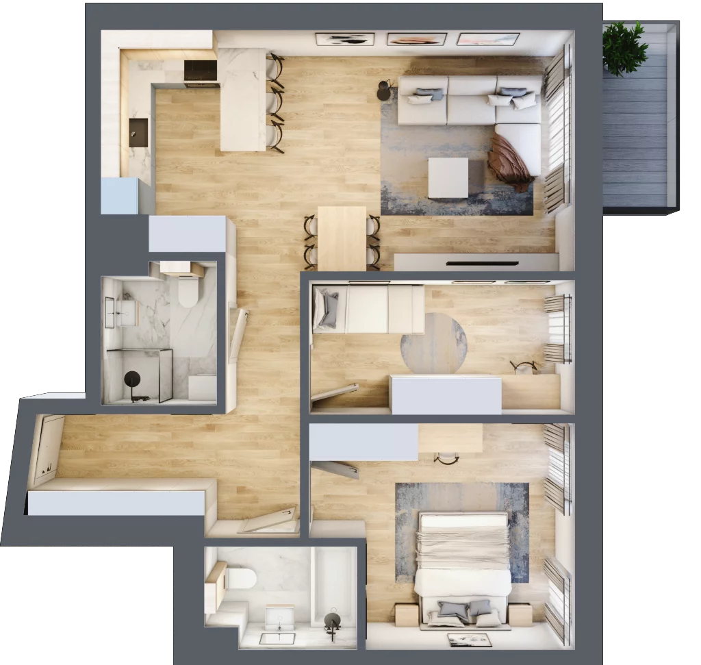 3 pokoje, mieszkanie 72,75 m², parter, oferta nr B.02, Dolna Górna Wilda, Poznań, Wilda, Wilda, ul. Górna Wilda