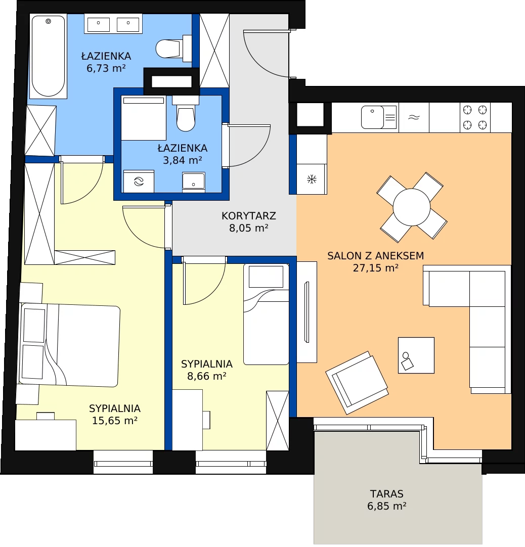 Zalety mieszkania 70.08 m², B.04