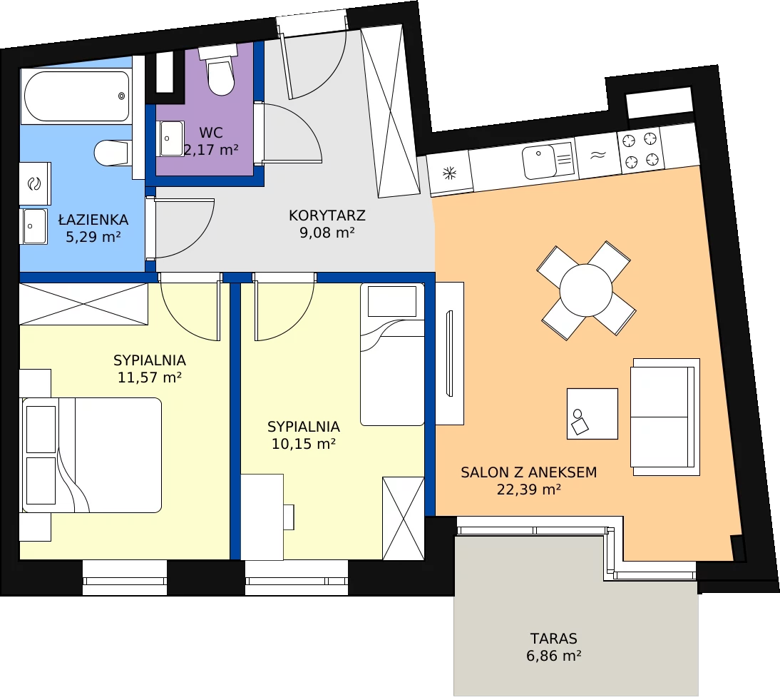 Zalety mieszkania 60.65 m², B.06