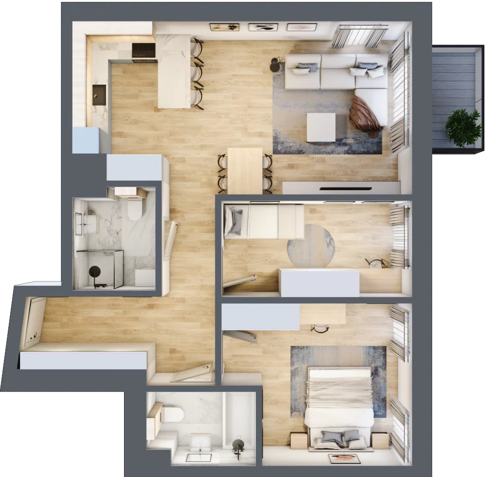 3 pokoje, mieszkanie 72,74 m², piętro 1, oferta nr B.12, Dolna Górna Wilda, Poznań, Wilda, Wilda, ul. Górna Wilda