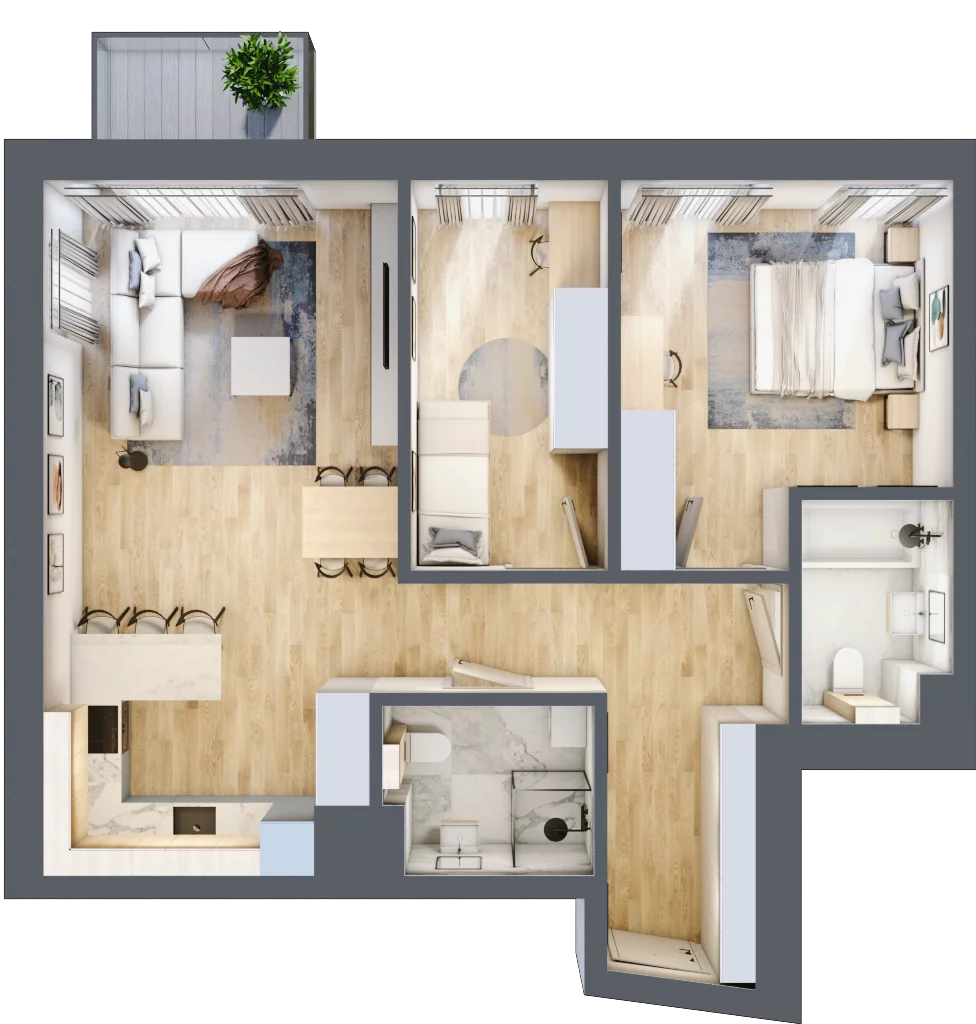 3 pokoje, mieszkanie 72,74 m², piętro 2, oferta nr B.22, Dolna Górna Wilda, Poznań, Wilda, Wilda, ul. Górna Wilda