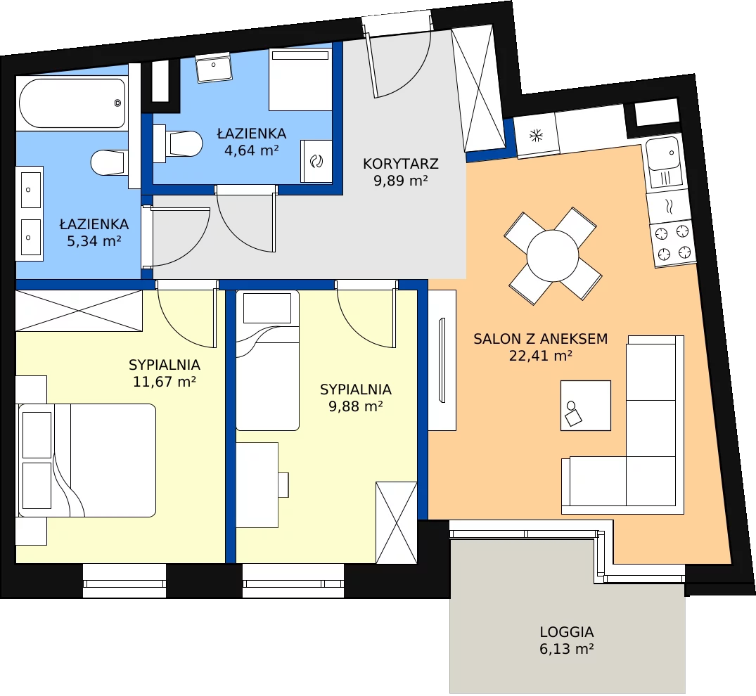 Zalety mieszkania 63.83 m², B.26