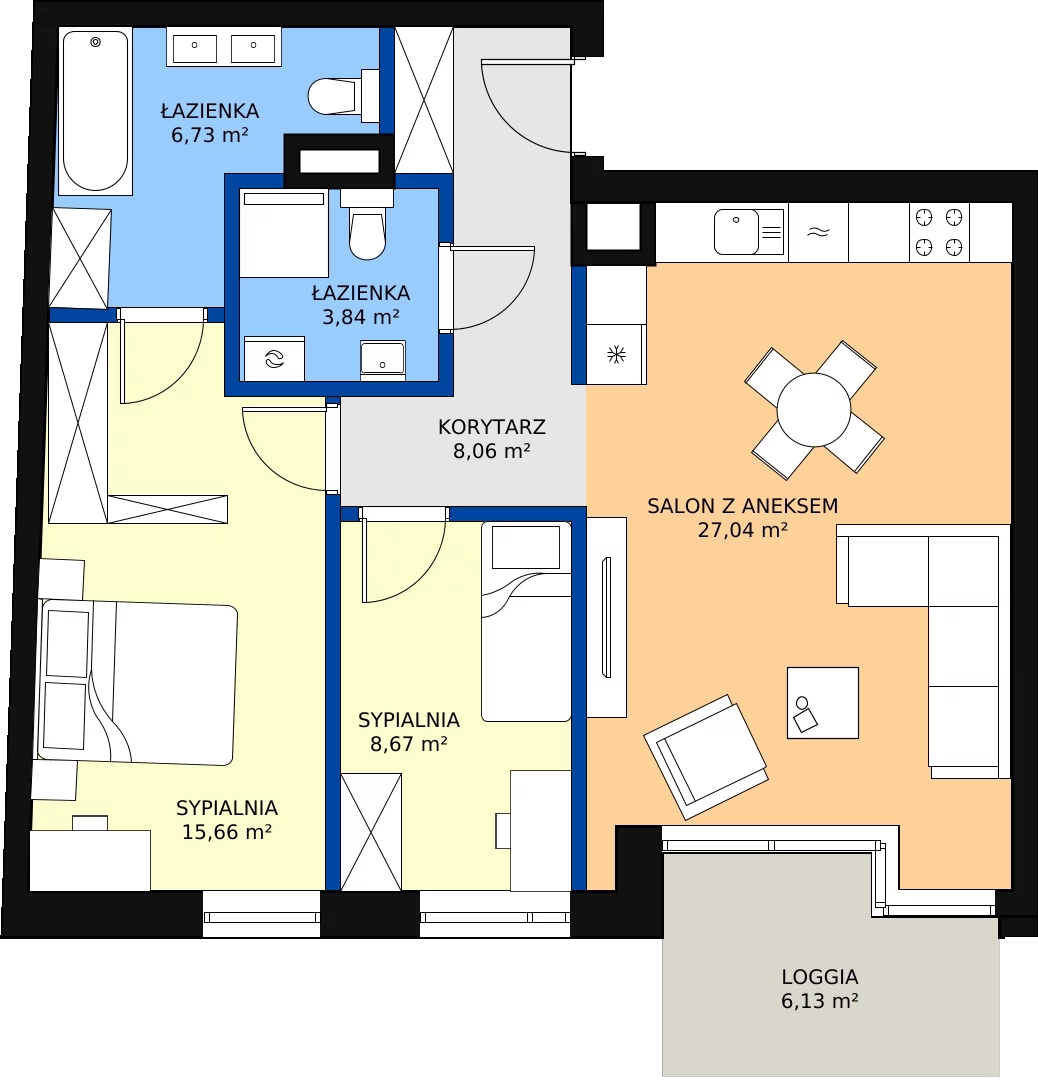 Zalety mieszkania 70 m², B.34