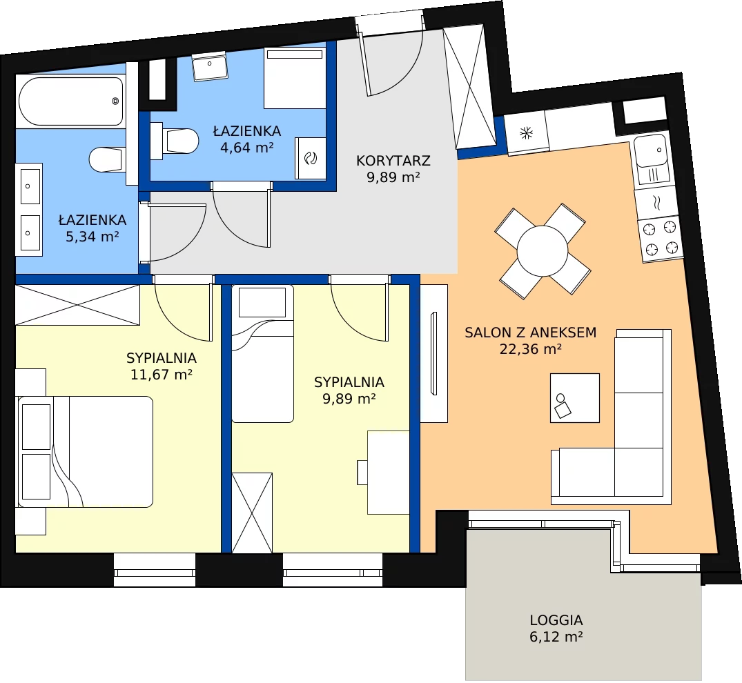 Zalety mieszkania 63.79 m², B.36