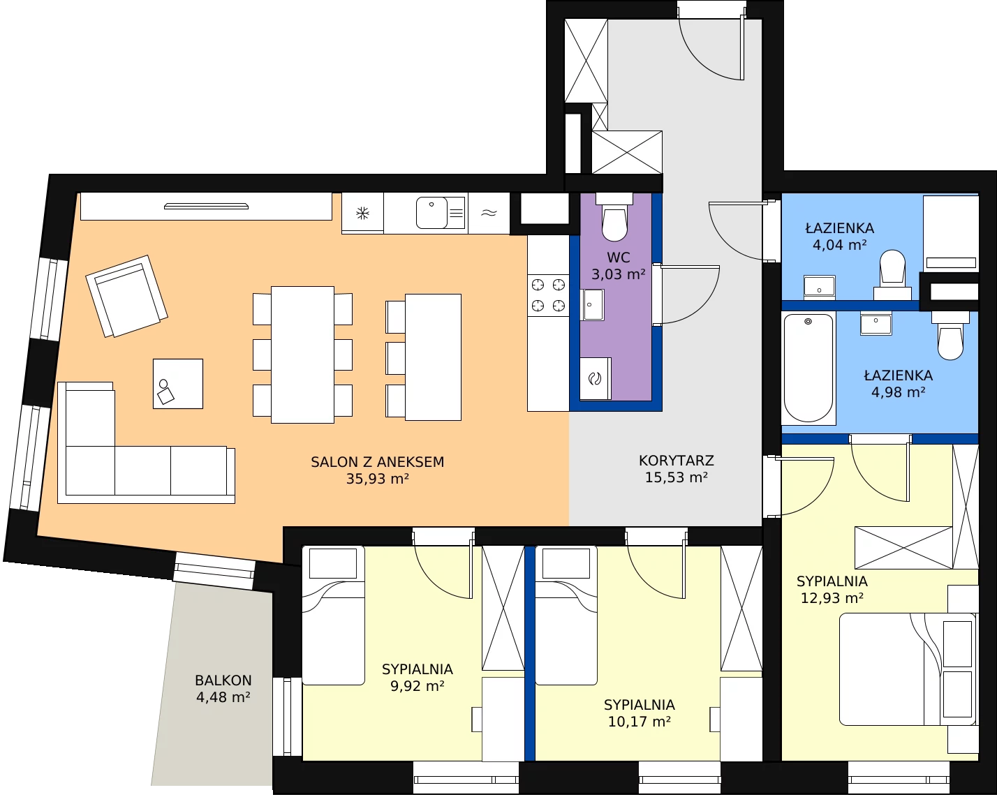 Zalety mieszkania 96.53 m², B.37
