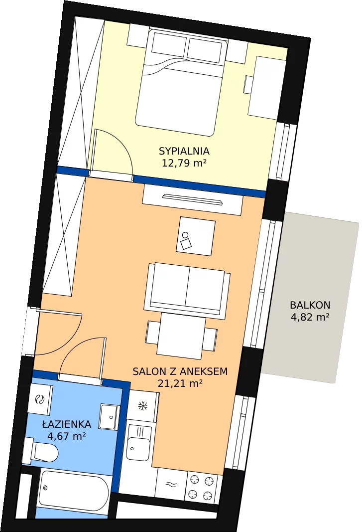 Zalety mieszkania 38.67 m², B.43