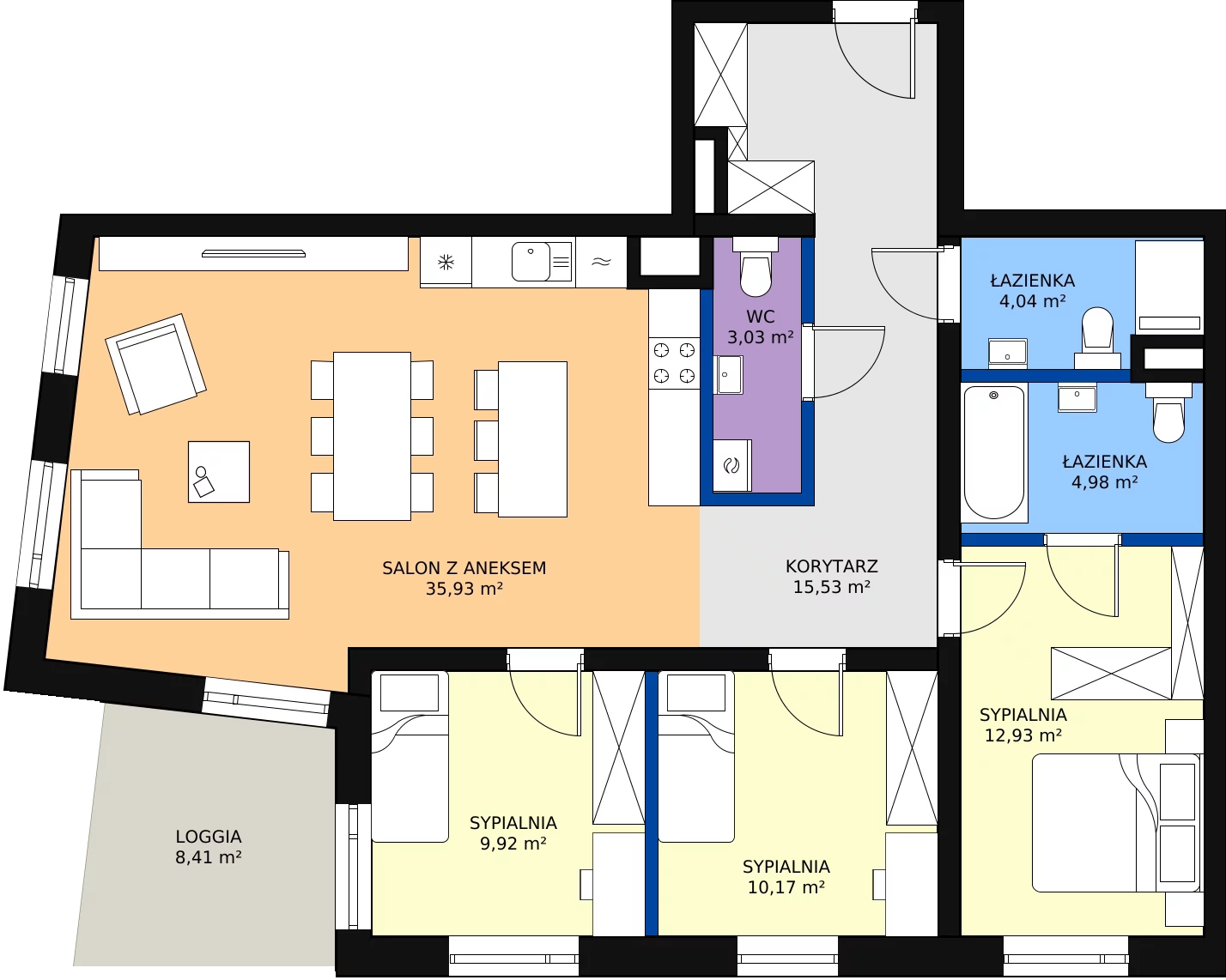 Zalety mieszkania 96.53 m², B.47