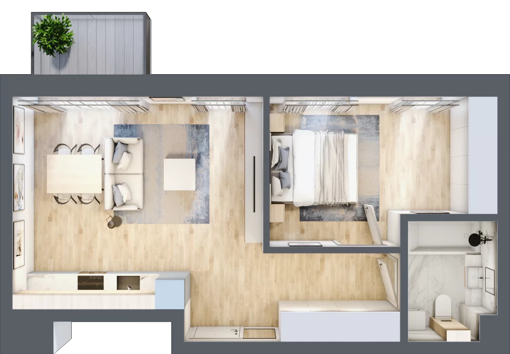 2 pokoje, mieszkanie 44,94 m², piętro 1, oferta nr C.11, Dolna Górna Wilda, Poznań, Wilda, Wilda, ul. Górna Wilda
