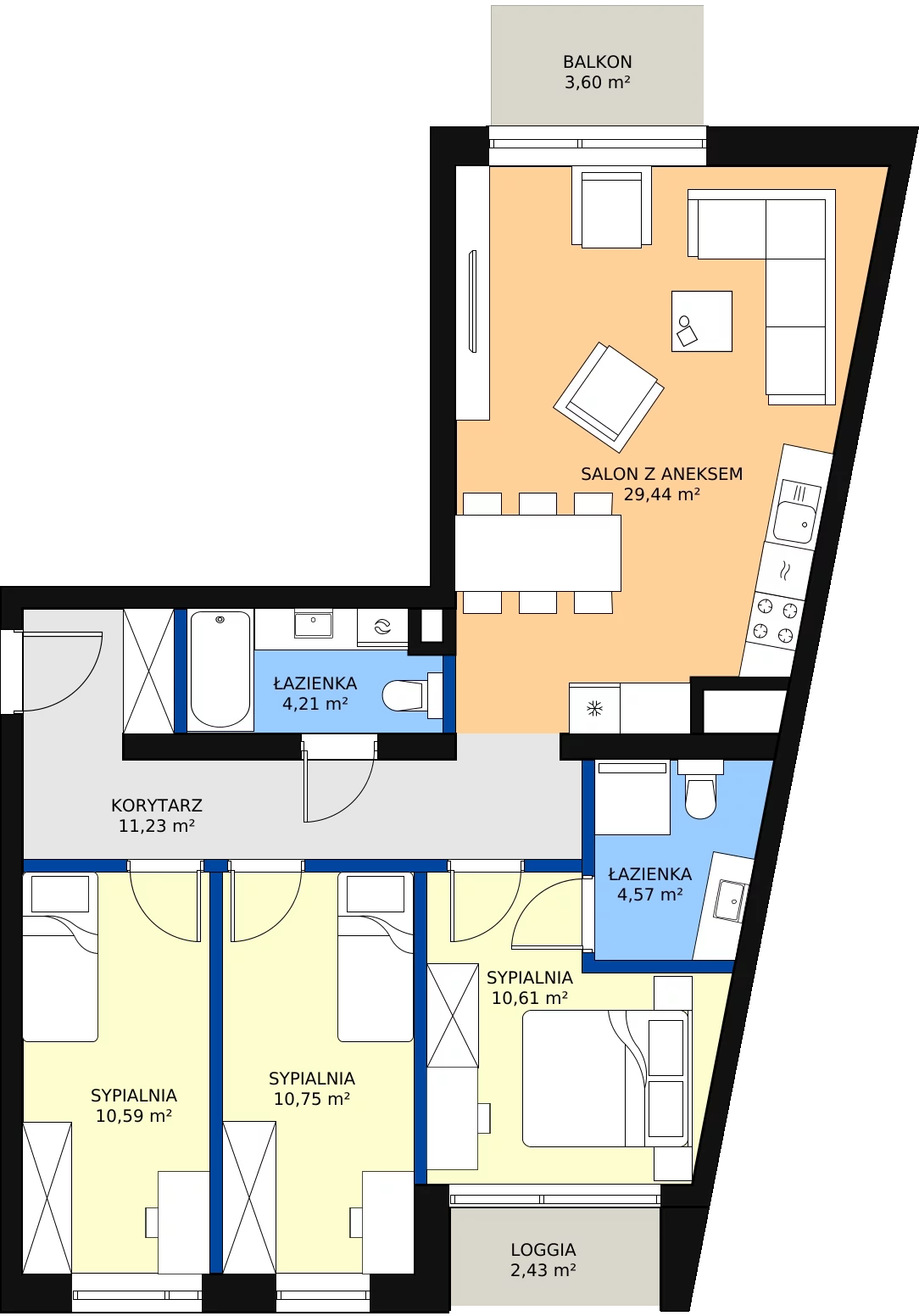Zalety mieszkania 81.4 m², C.12