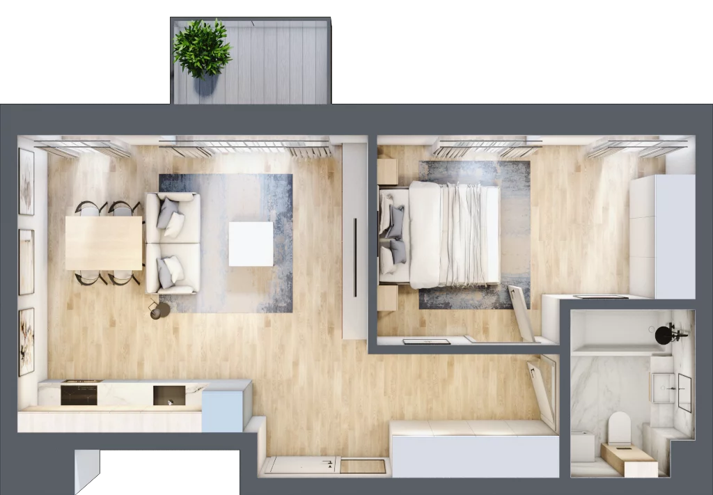 2 pokoje, mieszkanie 44,94 m², piętro 2, oferta nr C.21, Dolna Górna Wilda, Poznań, Wilda, Wilda, ul. Górna Wilda