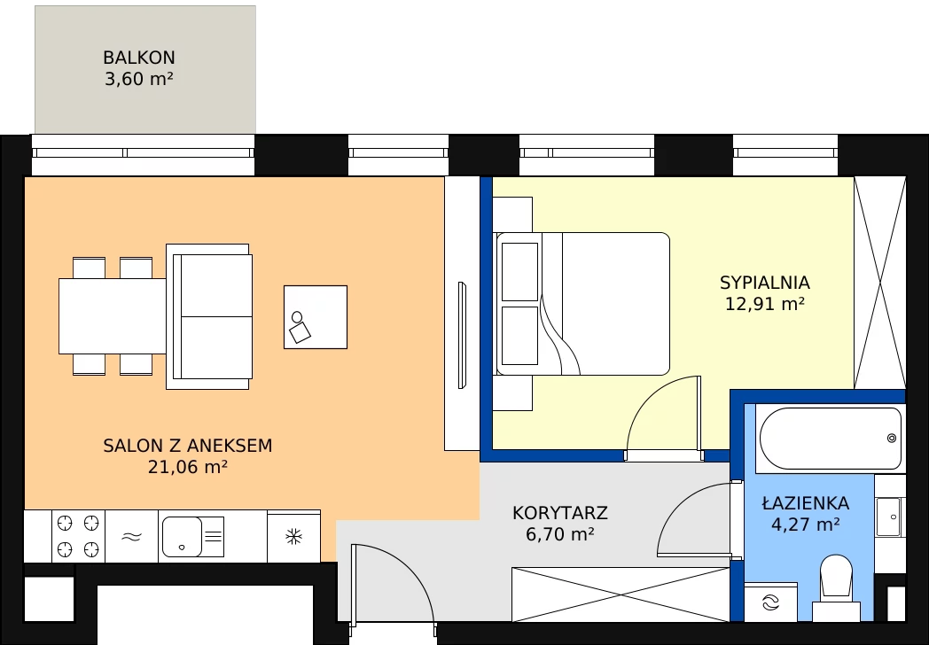 Zalety mieszkania 44.94 m², C.31