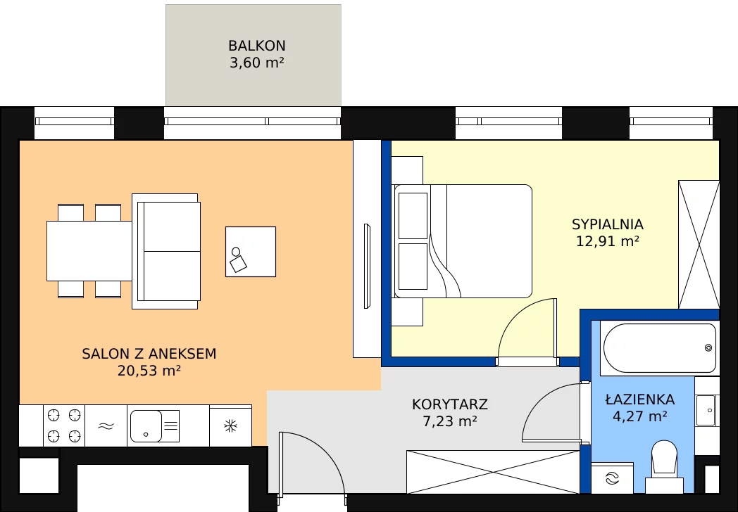 Zalety mieszkania 44.94 m², C.41