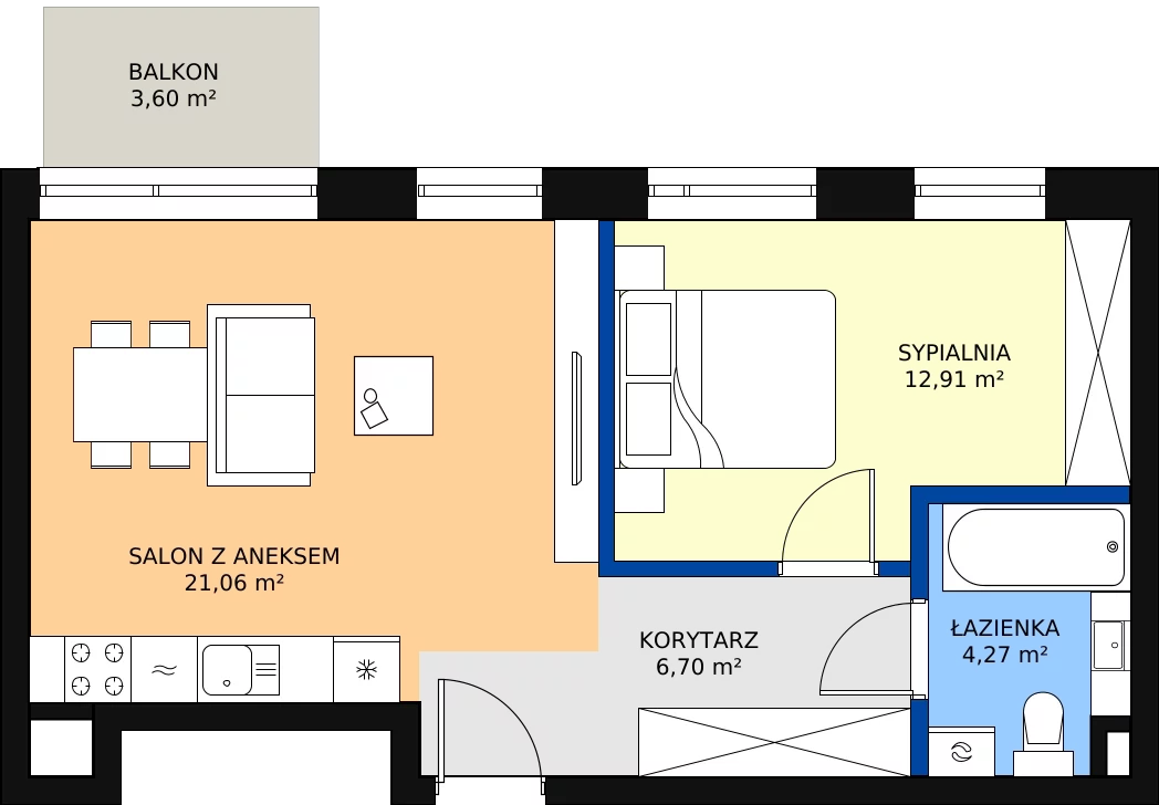 Zalety mieszkania 44.94 m², C.51