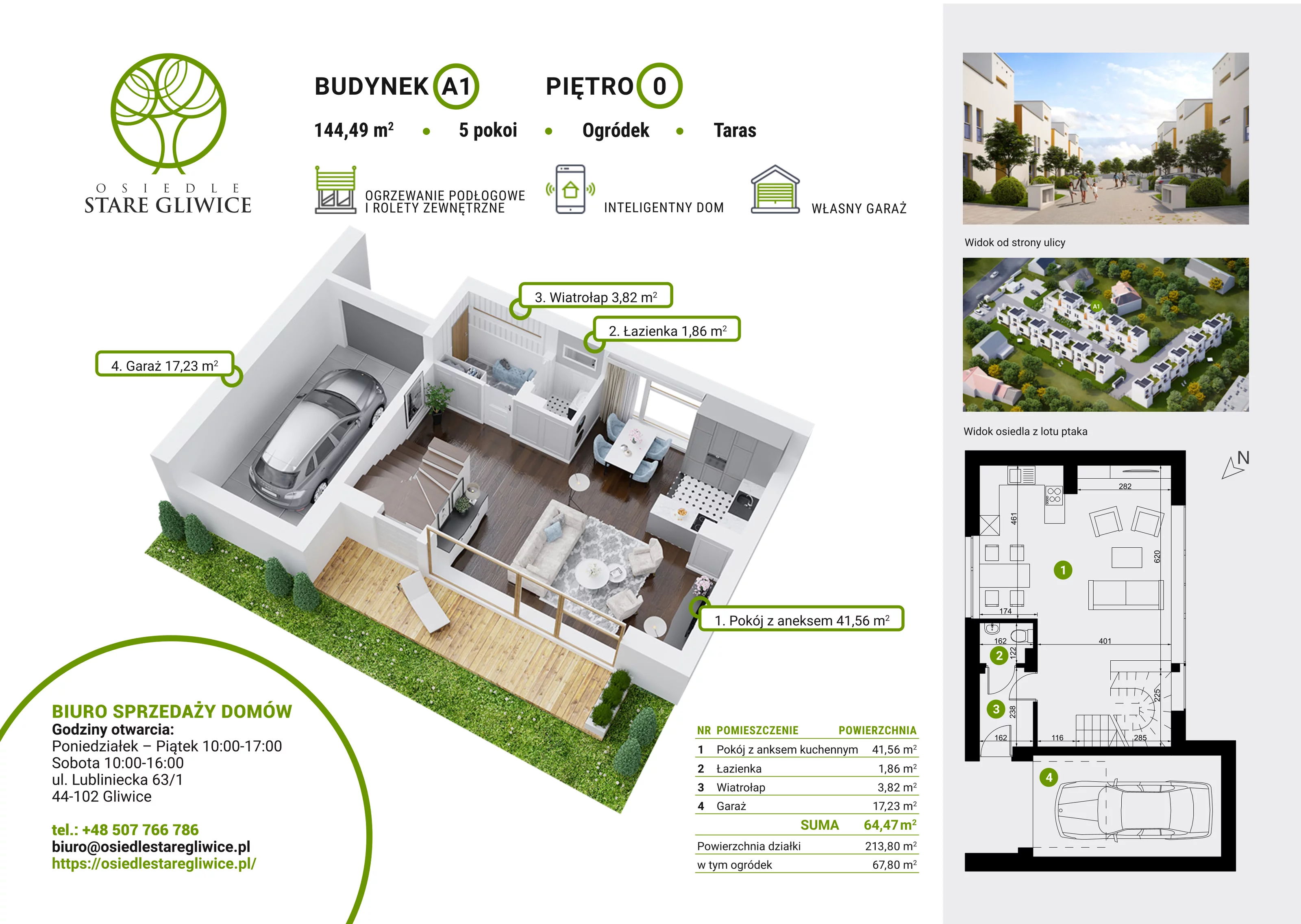 Dom 149,60 m², oferta nr A1, Osiedle Stare Gliwice, Gliwice, Stare Gliwice, ul. Wiejska 35-37