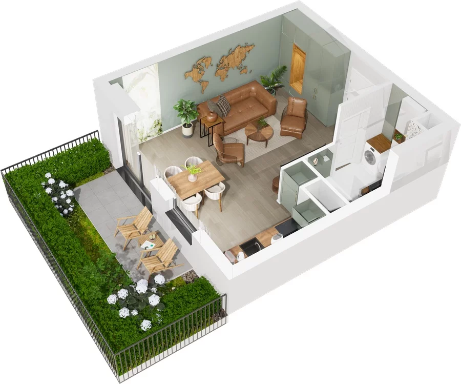 1 pokój, mieszkanie 33,41 m², parter, oferta nr 7.A.01, Urzeka - budynek 7, Gdańsk, Jasień, ul. Guderskiego / Czermińskiego