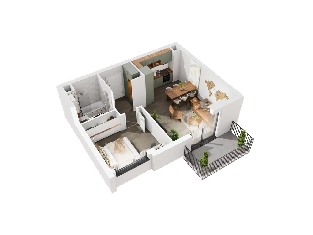 2 pokoje, mieszkanie 47,54 m², piętro 1, oferta nr 6.A.13, Urzeka - budynek 6 , Gdańsk, Jasień, ul. Guderskiego / Czermińskiego