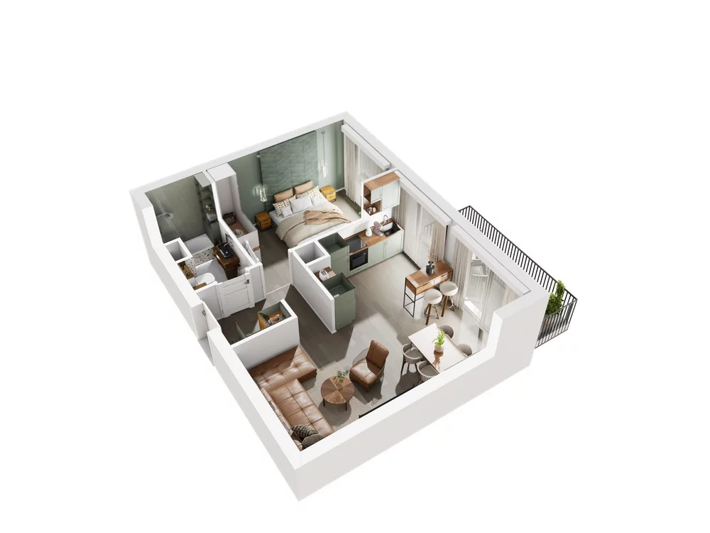 2 pokoje, mieszkanie 47,94 m², piętro 2, oferta nr 6.A.19, Urzeka - budynek 6 , Gdańsk, Jasień, ul. Guderskiego / Czermińskiego