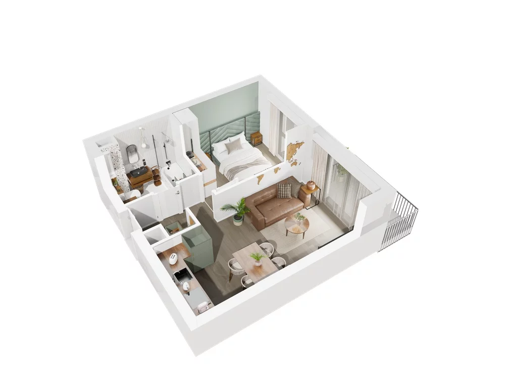 2 pokoje, mieszkanie 35,19 m², piętro 3, oferta nr 6.A.33, Urzeka - budynek 6 , Gdańsk, Jasień, ul. Guderskiego / Czermińskiego