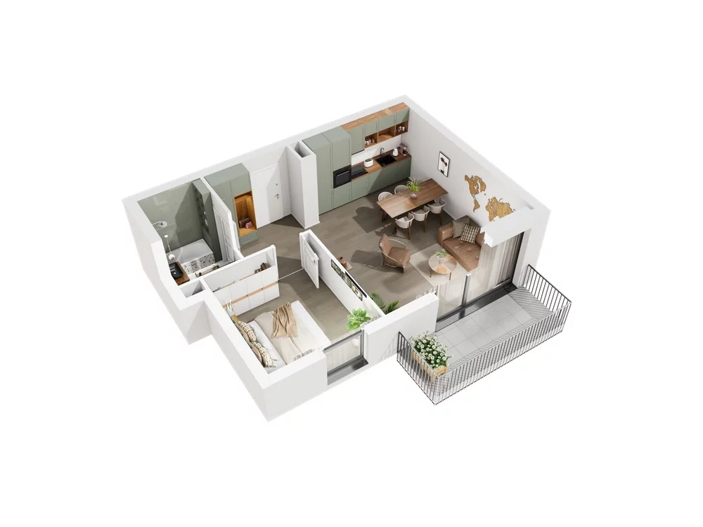 2 pokoje, mieszkanie 49,21 m², piętro 3, oferta nr 6.A.36, Urzeka - budynek 6 , Gdańsk, Jasień, ul. Guderskiego / Czermińskiego