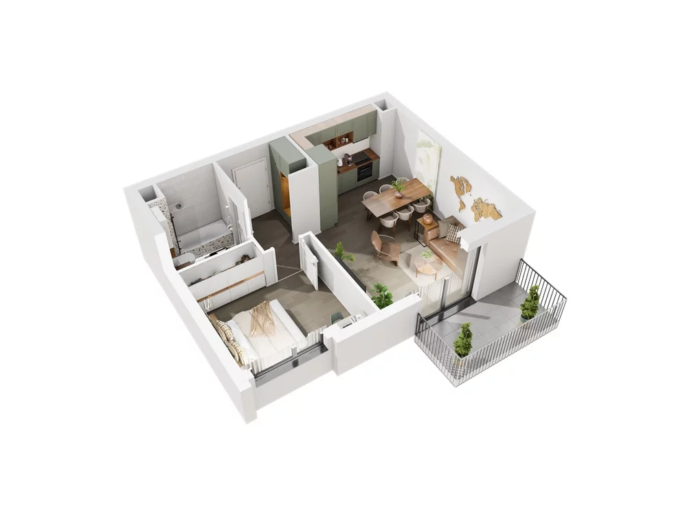 2 pokoje, mieszkanie 47,54 m², piętro 4, oferta nr 6.A.40, Urzeka - budynek 6 , Gdańsk, Jasień, ul. Guderskiego / Czermińskiego