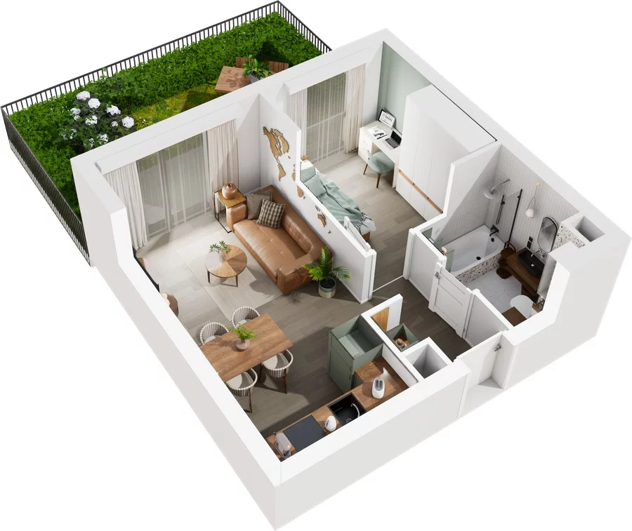 2 pokoje, mieszkanie 36,20 m², parter, oferta nr 7.A.05, Urzeka - budynek 7, Gdańsk, Jasień, ul. Guderskiego / Czermińskiego
