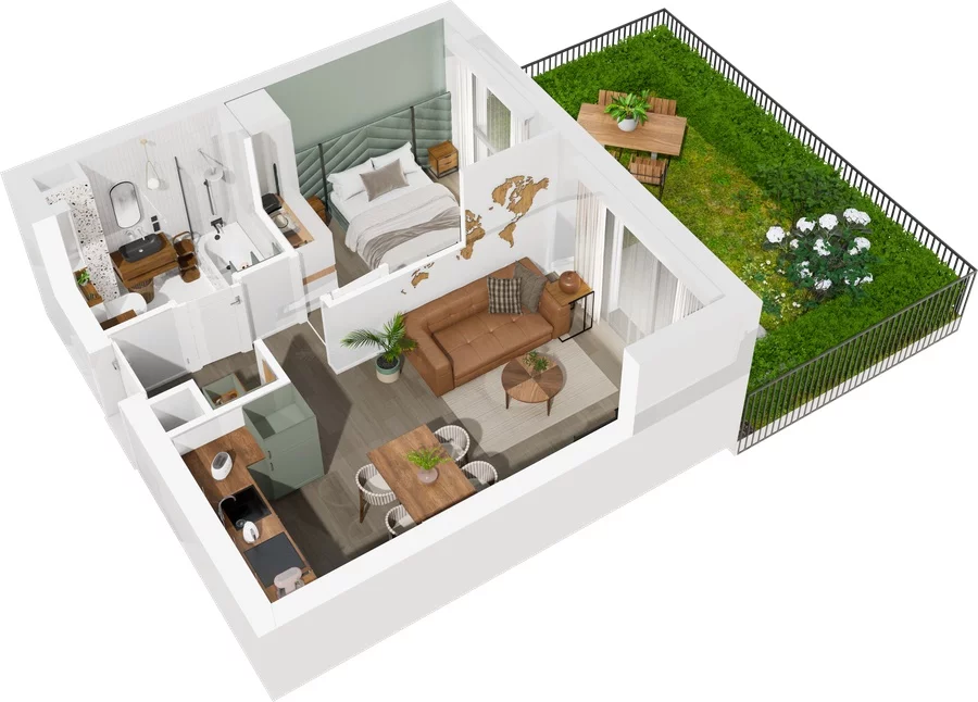 2 pokoje, mieszkanie 35,08 m², parter, oferta nr 7.A.06, Urzeka - budynek 7, Gdańsk, Jasień, ul. Guderskiego / Czermińskiego