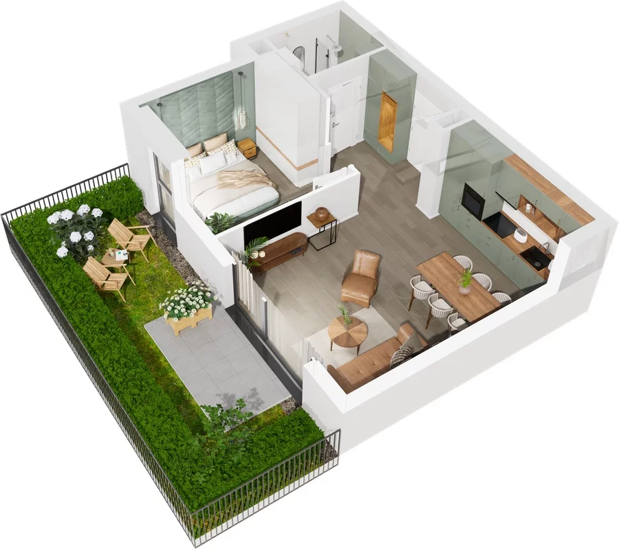 2 pokoje, mieszkanie 49,15 m², parter, oferta nr 7.A.09, Urzeka - budynek 7, Gdańsk, Jasień, ul. Guderskiego / Czermińskiego