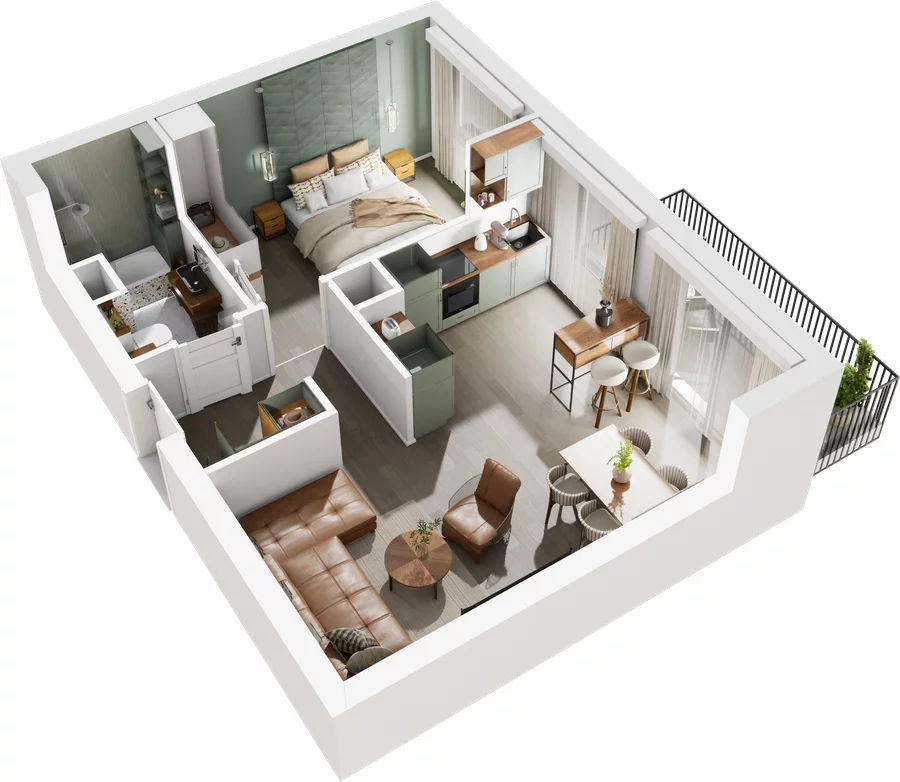 2 pokoje, mieszkanie 47,94 m², piętro 1, oferta nr 7.A.10, Urzeka - budynek 7, Gdańsk, Jasień, ul. Guderskiego / Czermińskiego