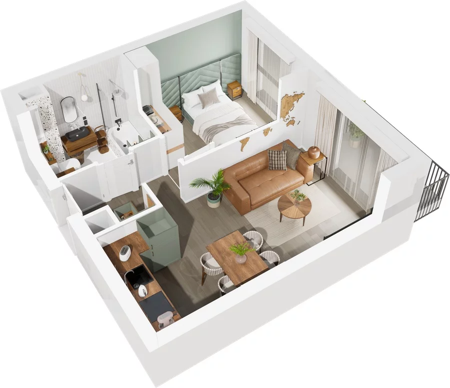 2 pokoje, mieszkanie 35,19 m², piętro 1, oferta nr 7.A.15, Urzeka - budynek 7, Gdańsk, Jasień, ul. Guderskiego / Czermińskiego