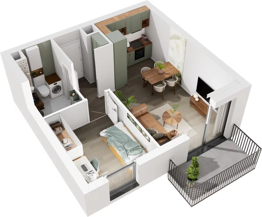 2 pokoje, mieszkanie 36,21 m², piętro 4, oferta nr 7.A.41, Urzeka - budynek 7, Gdańsk, Jasień, ul. Guderskiego / Czermińskiego