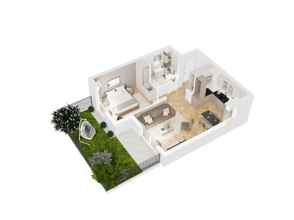 2 pokoje, mieszkanie 47,43 m², parter, oferta nr 9.A.01, Nowe Południe - budynek 9 , Gdańsk, Orunia Górna-Gdańsk Południe, Maćkowy, ul. Starogrodzka / Borkowska