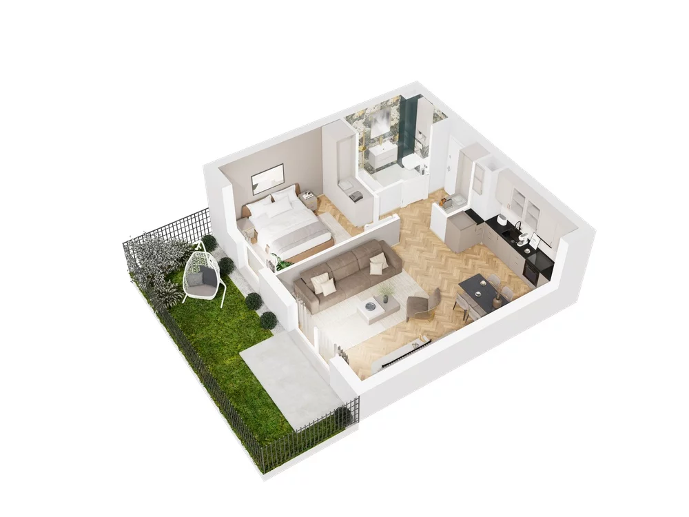 2 pokoje, mieszkanie 44,90 m², parter, oferta nr 9.A.02, Nowe Południe - budynek 9 , Gdańsk, Orunia Górna-Gdańsk Południe, Maćkowy, ul. Starogrodzka / Borkowska