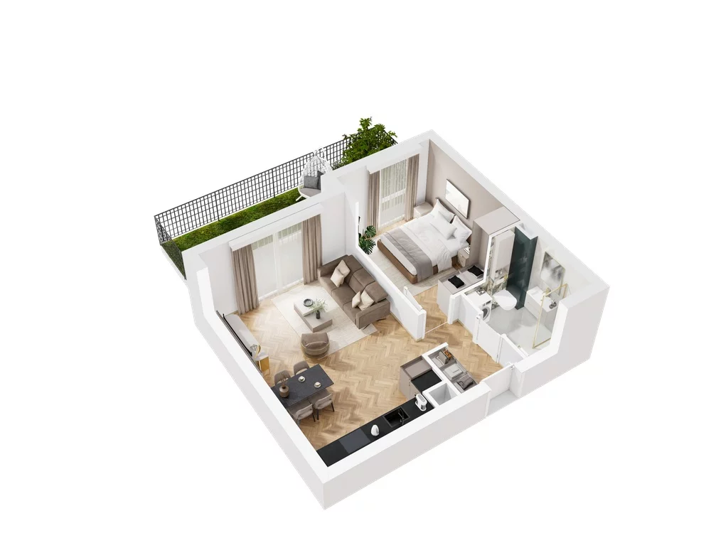 2 pokoje, mieszkanie 43,88 m², parter, oferta nr 9.A.03, Nowe Południe - budynek 9 , Gdańsk, Orunia Górna-Gdańsk Południe, Maćkowy, ul. Starogrodzka / Borkowska