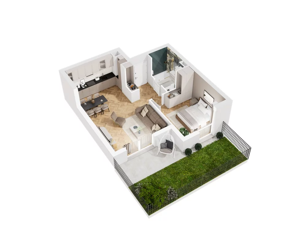 2 pokoje, mieszkanie 45,51 m², parter, oferta nr 9.A.04, Nowe Południe - budynek 9 , Gdańsk, Orunia Górna-Gdańsk Południe, Maćkowy, ul. Starogrodzka / Borkowska